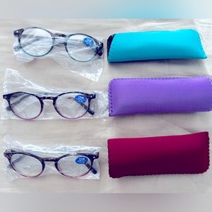 Three pairs of glasses. Power 1.75 with blue light filter.